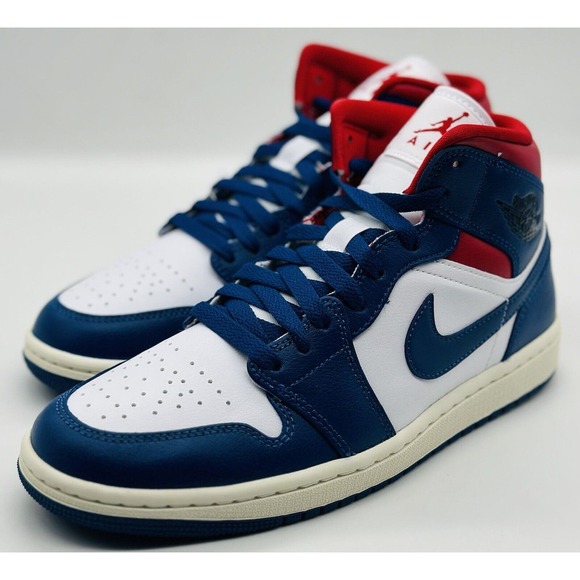 NEW Nike Air Jordan 1 Mid USA French Blue Red White BQ6472-146 Women's Sz Multi